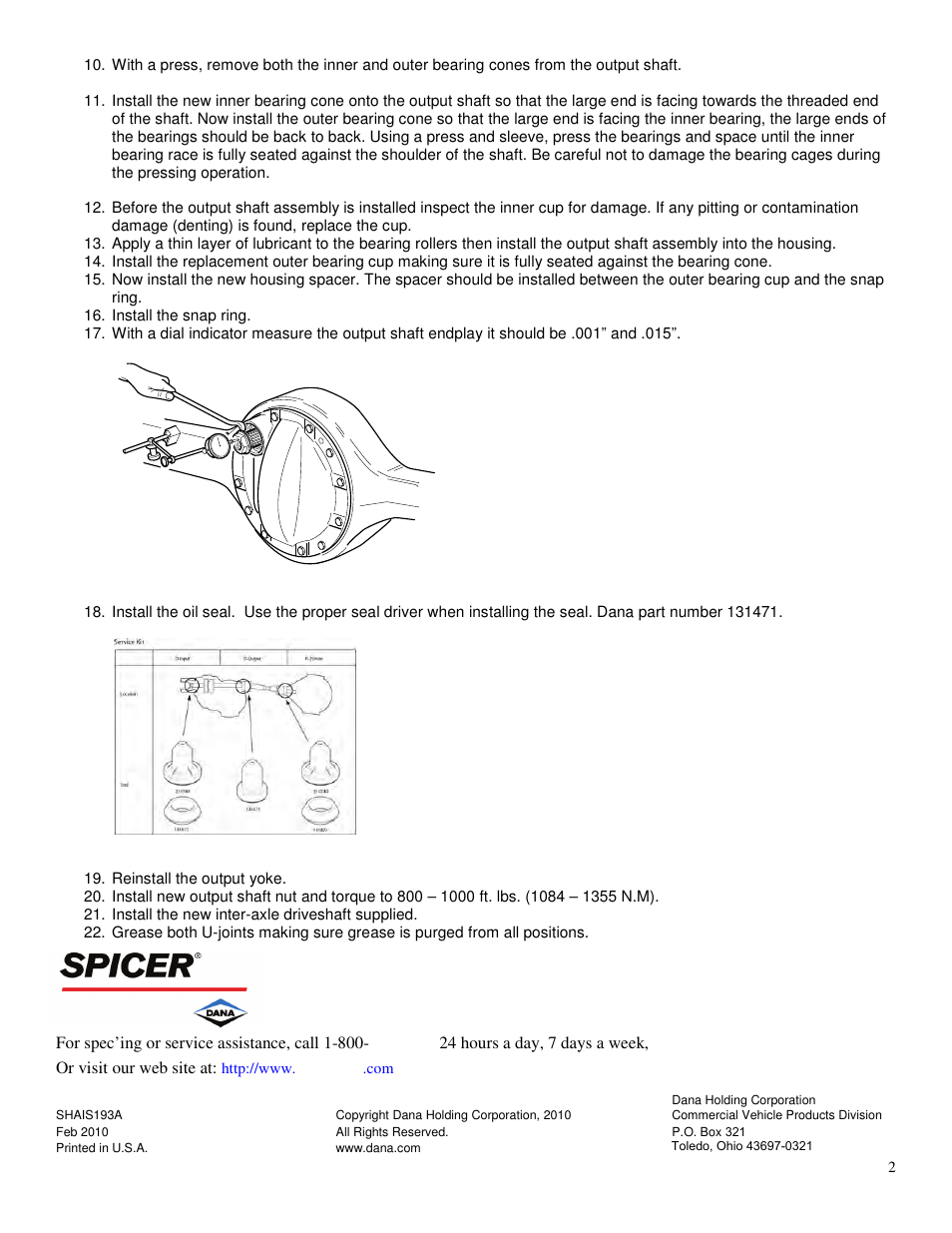 Spicer D170 Output User Manual | Page 2 / 2