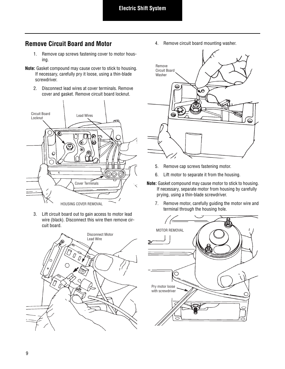 Remove circuit board and motor, Electric shift system | Spicer Drive Axles Service Manual Axle Shift Systems, 2-Speed Single Rear Axles User Manual | Page 12 / 33