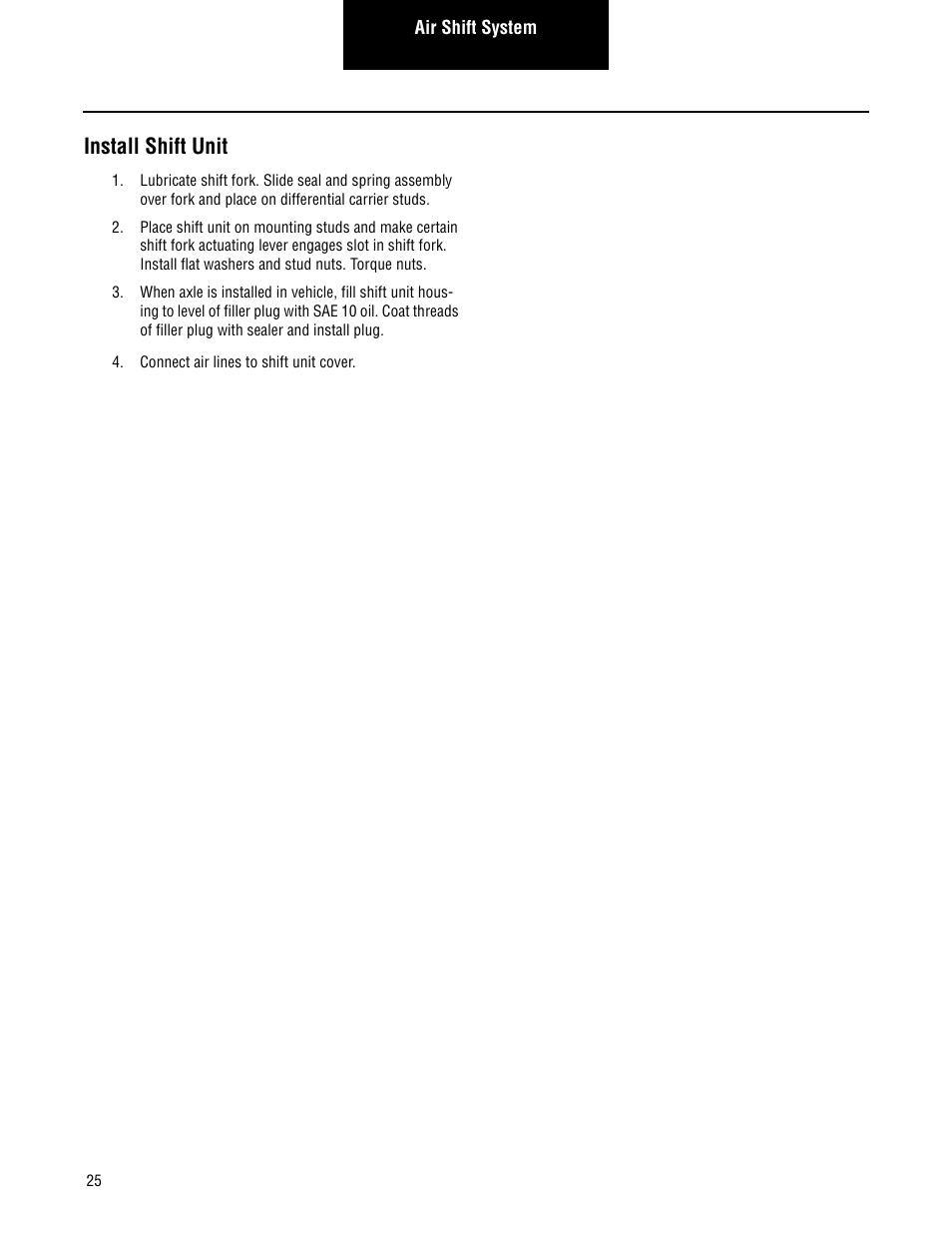 Install shift unit | Spicer Drive Axles Service Manual Axle Shift Systems, 2-Speed Single Rear Axles User Manual | Page 28 / 33