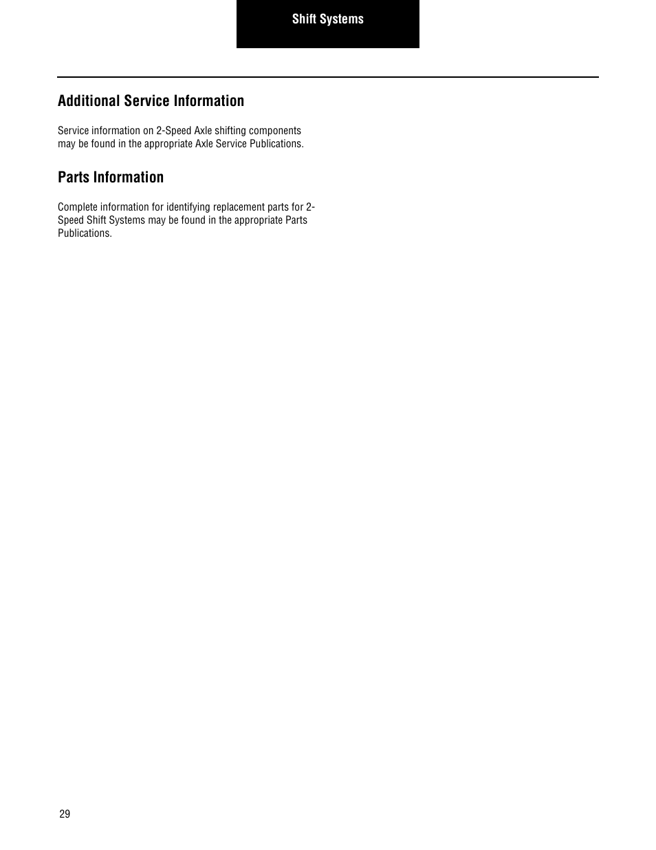 Additional service information, Parts information | Spicer Drive Axles Service Manual Axle Shift Systems, 2-Speed Single Rear Axles User Manual | Page 32 / 33