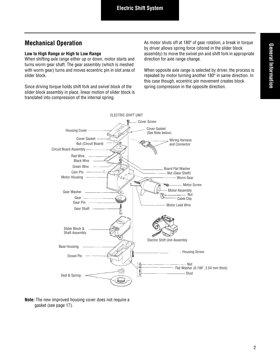Mechanical operation, Electric shift system general information | Spicer Drive Axles Service Manual Axle Shift Systems, 2-Speed Single Rear Axles User Manual | Page 5 / 33