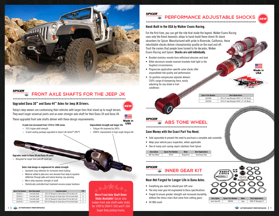 Abs tone wheel, Upgraded dana 30, And dana 44 | Save money with the exact part you need | Spicer Dana Aftermarket Performance Brochure User Manual | Page 3 / 9
