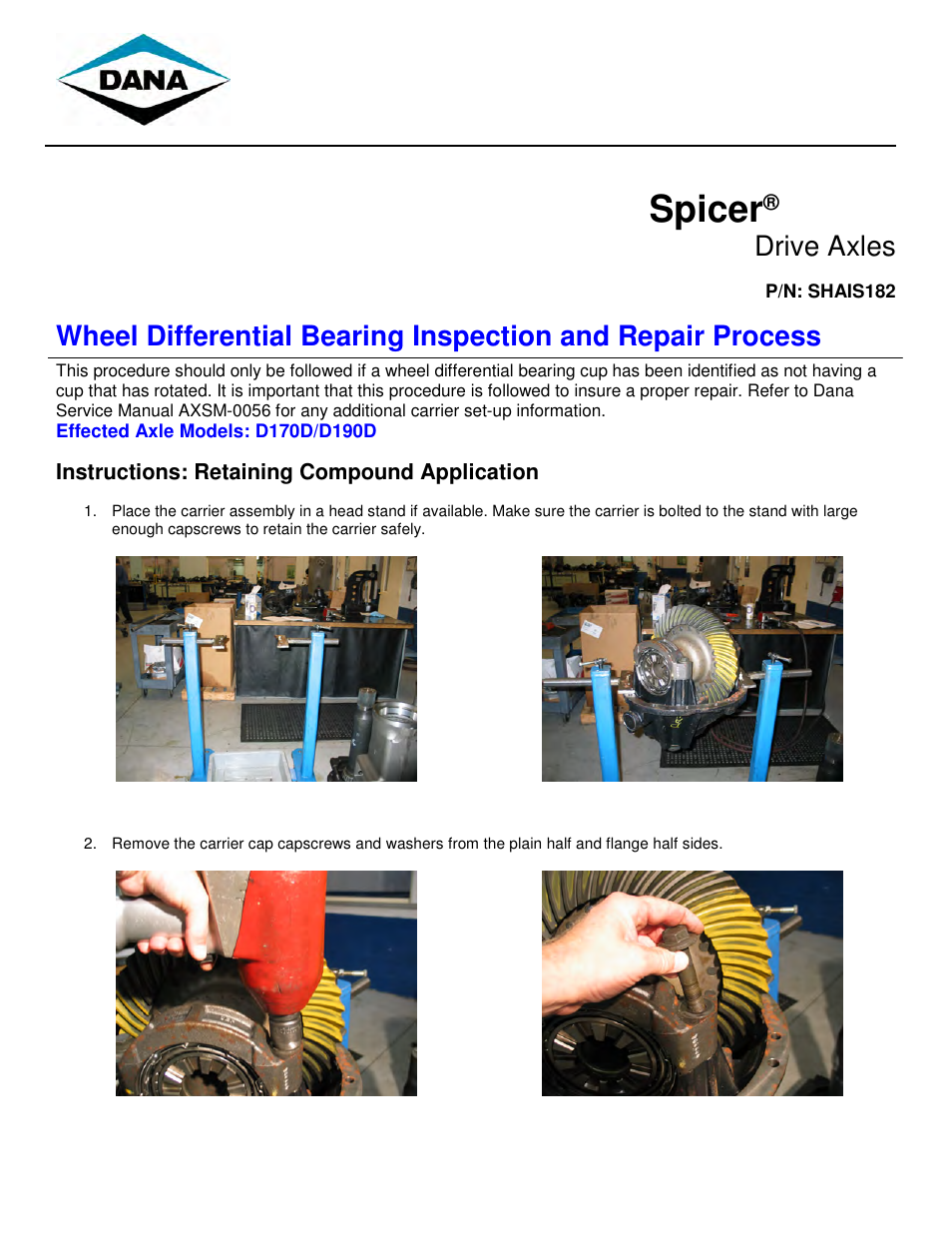 Spicer Wheel Differential Bearing Inspection and Repair Process User Manual | 4 pages