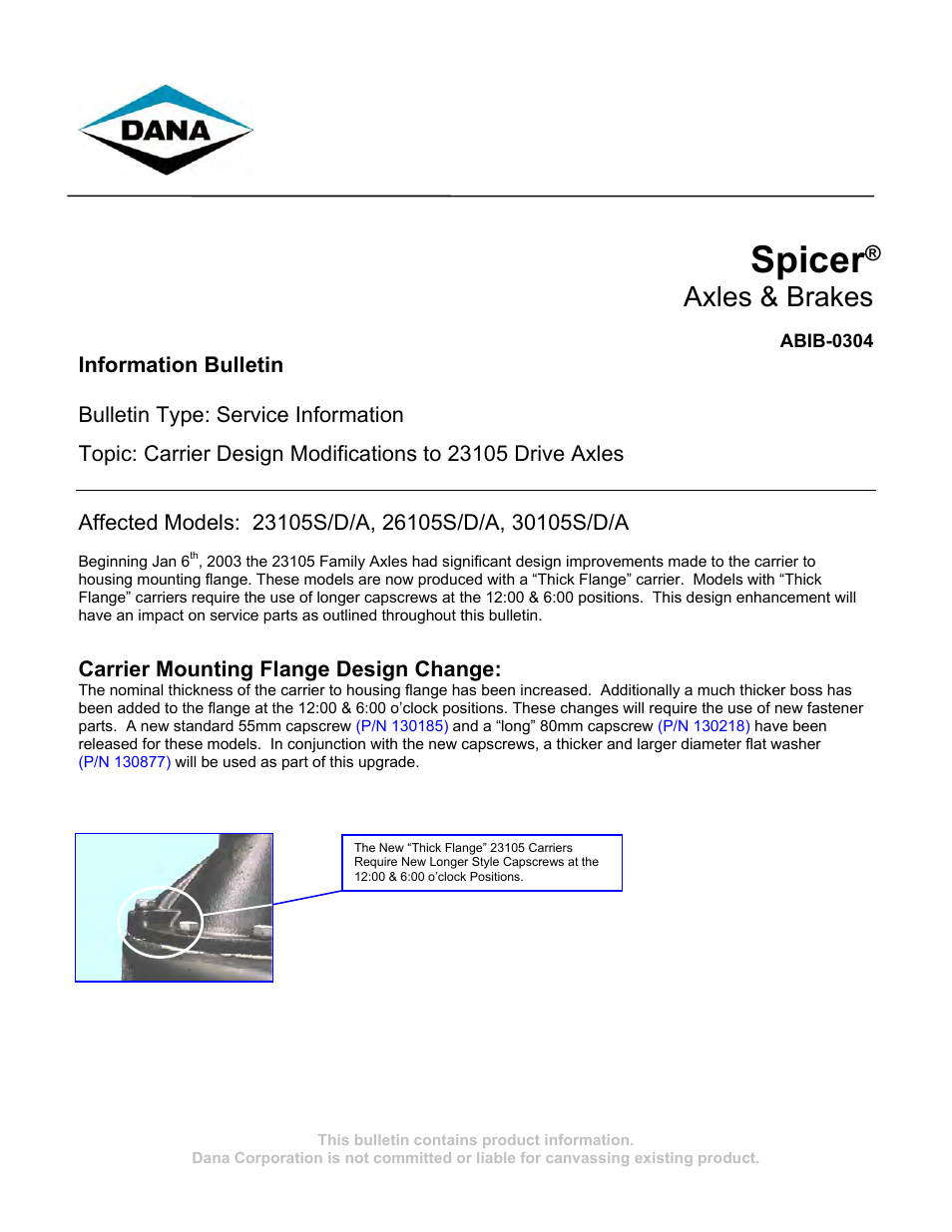 Spicer 23105 User Manual | 4 pages