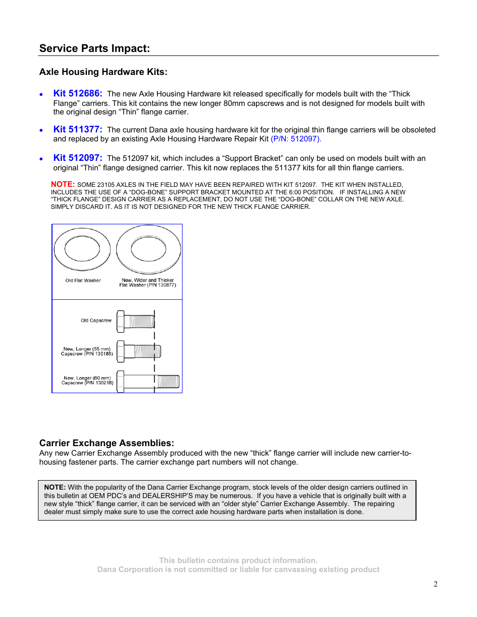 Service parts impact | Spicer 23105 User Manual | Page 2 / 4