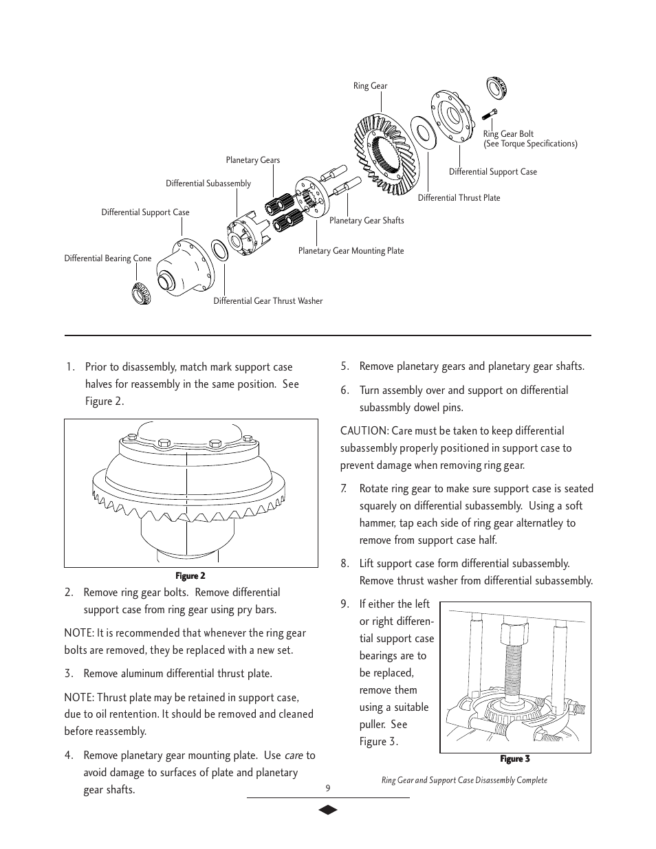 Ring gear & case disassembly, Ring gear and support case disassembly | Spicer Drive Axles Service Manual G & M User Manual | Page 11 / 32