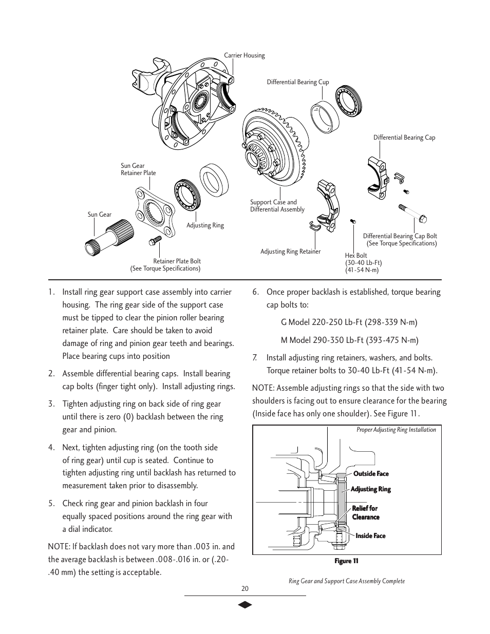 Differential case installation, Differential support case installation | Spicer Drive Axles Service Manual G & M User Manual | Page 22 / 32