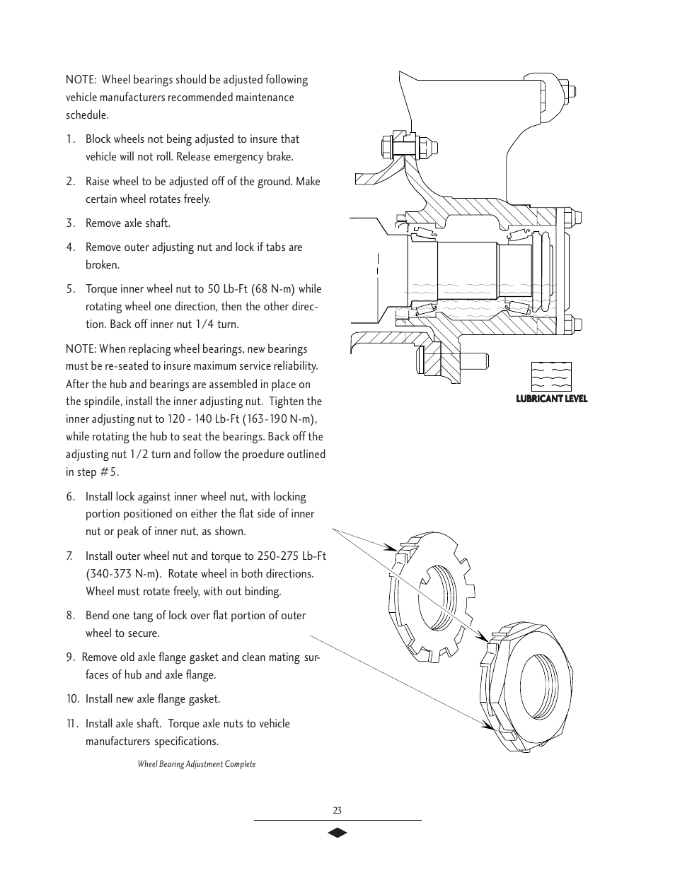 Wheel bearing adjustment | Spicer Drive Axles Service Manual G & M User Manual | Page 25 / 32
