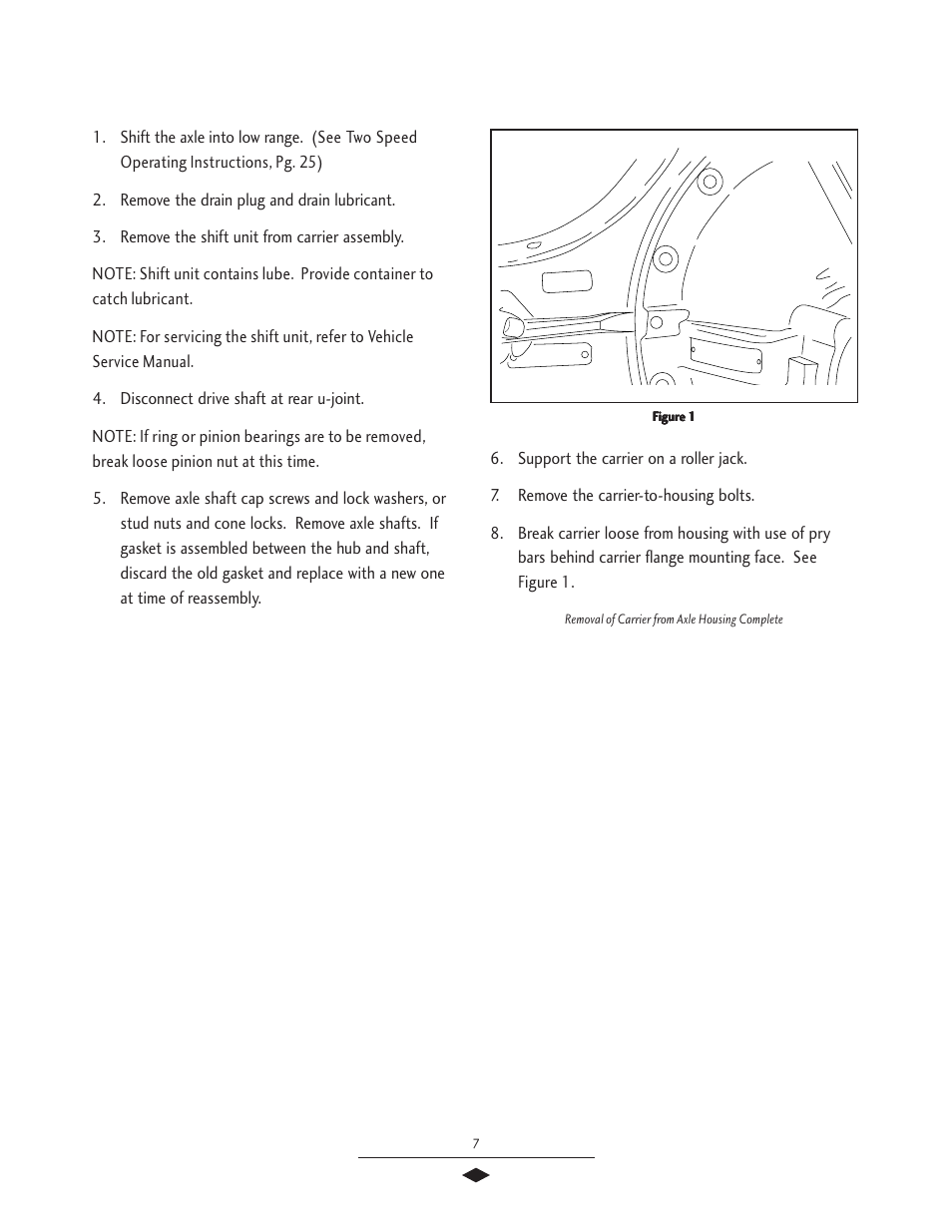 Removal of diff carrier from housing, Removal of differential carrier from axle housing | Spicer Drive Axles Service Manual G & M User Manual | Page 9 / 32