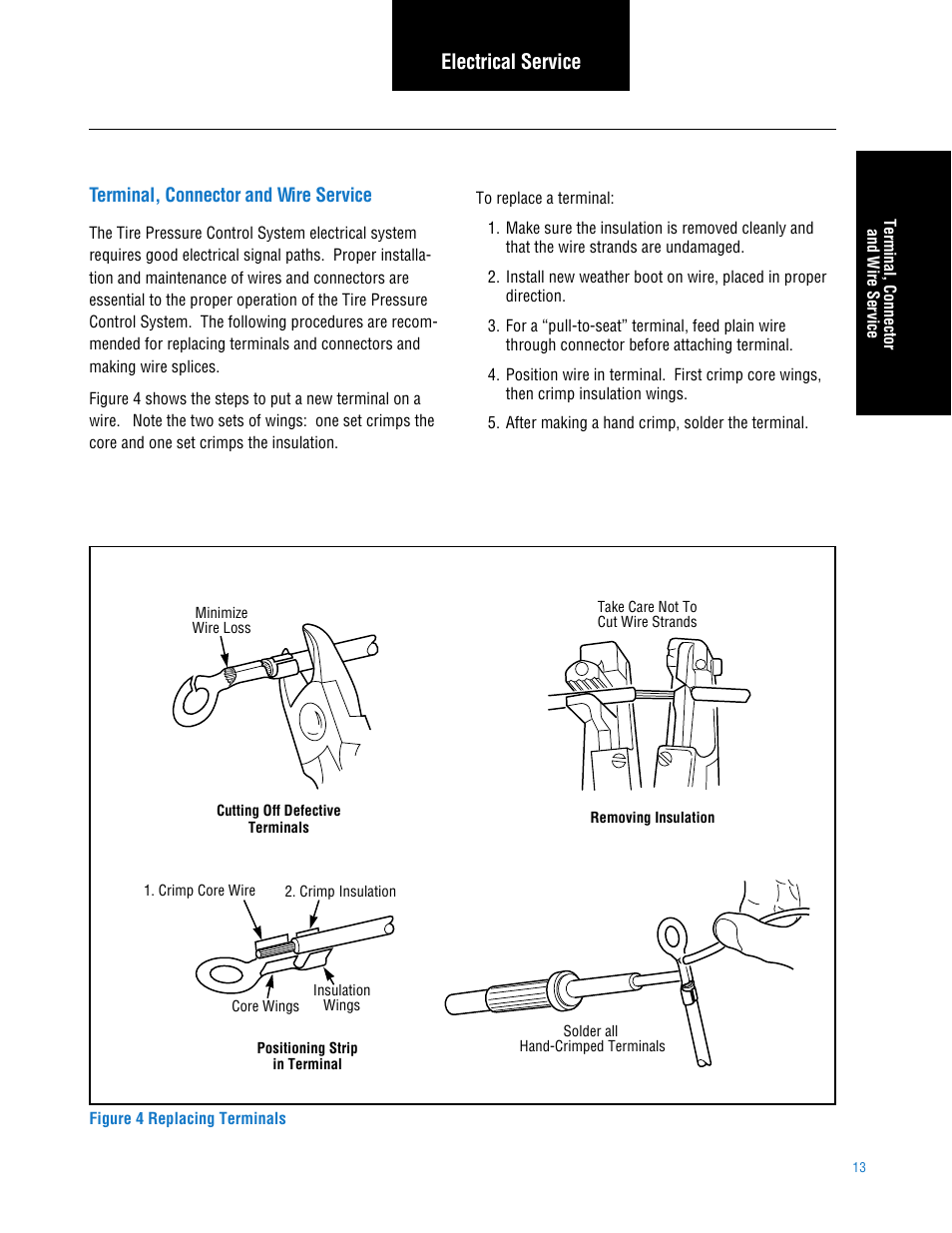 Terminal, connector, & wire service, Section 3: electrical service, Terminal, connector and wire service | Electrical service | Spicer TPCS (Tire Pressure Control System) Service Manual User Manual | Page 13 / 60