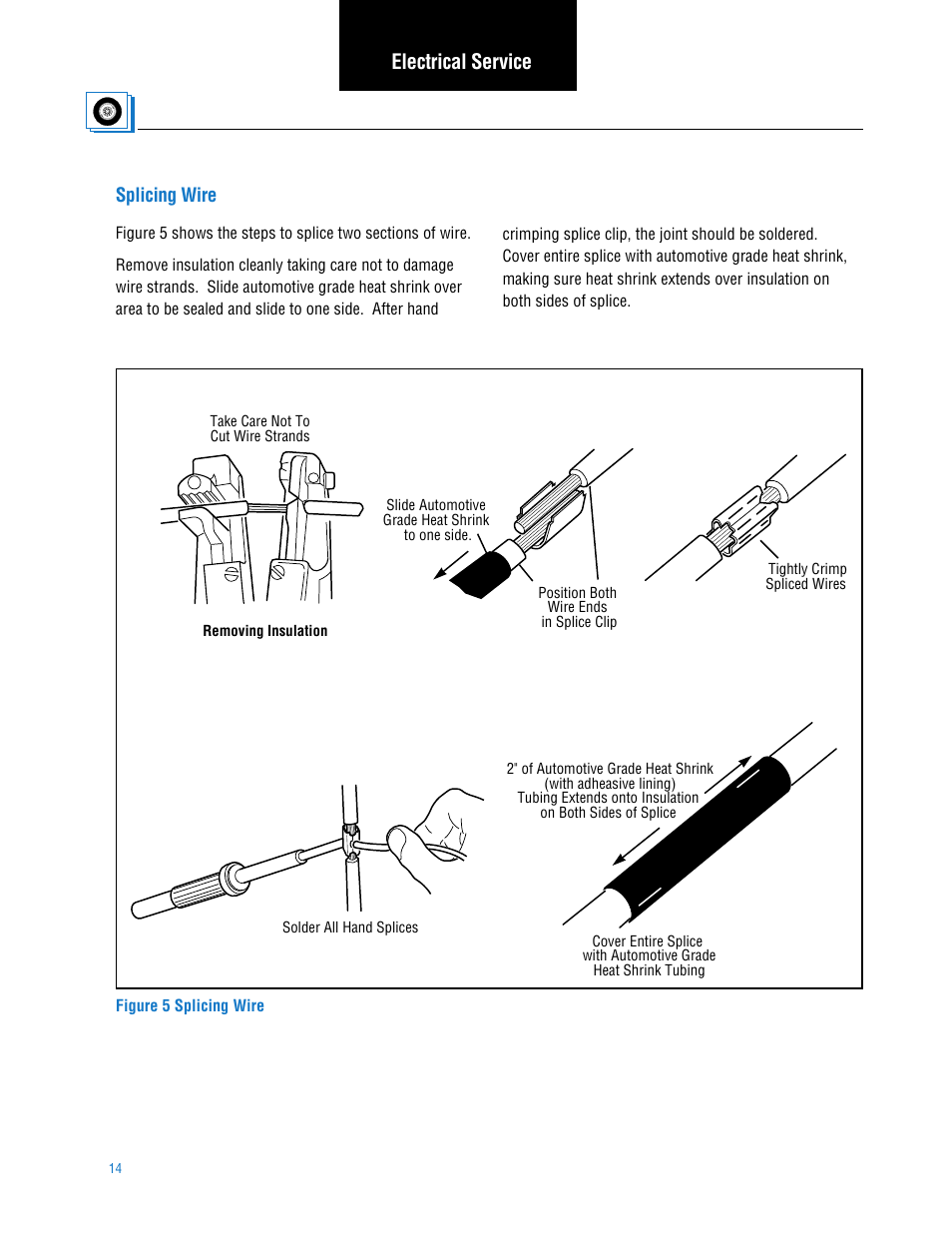 Splicing wire, Electrical service | Spicer TPCS (Tire Pressure Control System) Service Manual User Manual | Page 14 / 60