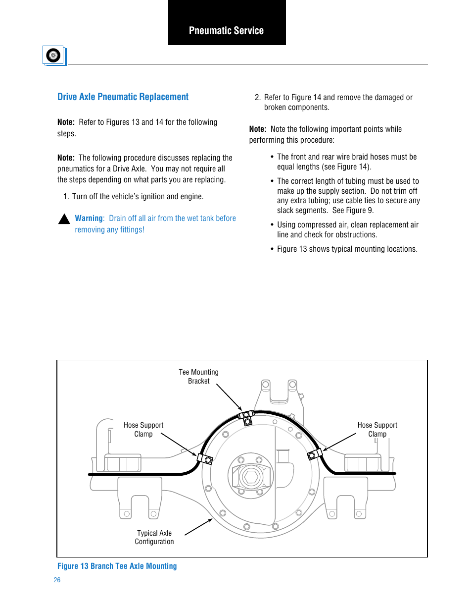 Drive axle pneumatic replacement, Pneumatic service | Spicer TPCS (Tire Pressure Control System) Service Manual User Manual | Page 26 / 60