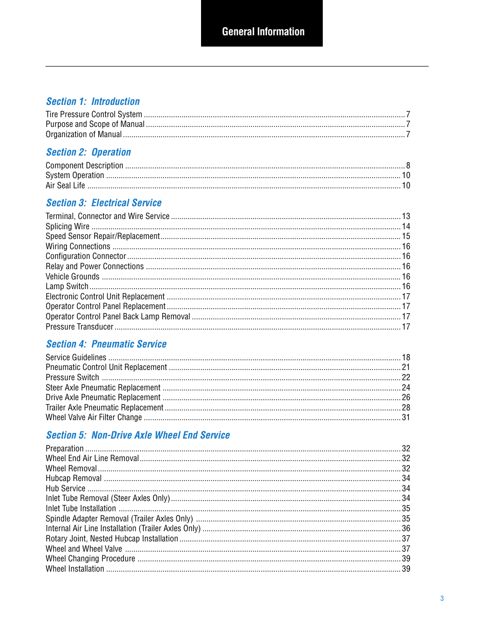 Spicer TPCS (Tire Pressure Control System) Service Manual User Manual | Page 3 / 60
