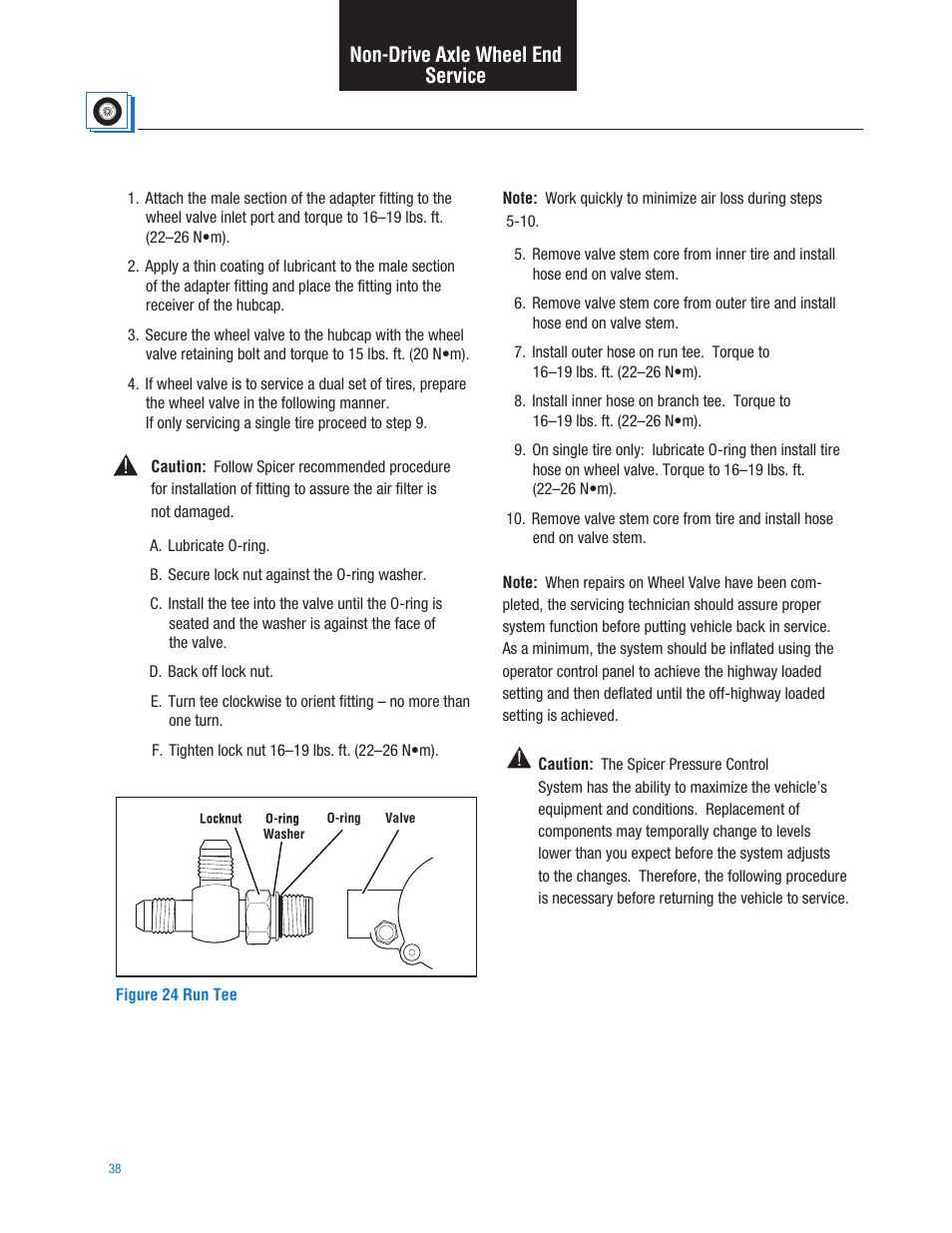 Non-drive axle wheel end service | Spicer TPCS (Tire Pressure Control System) Service Manual User Manual | Page 38 / 60