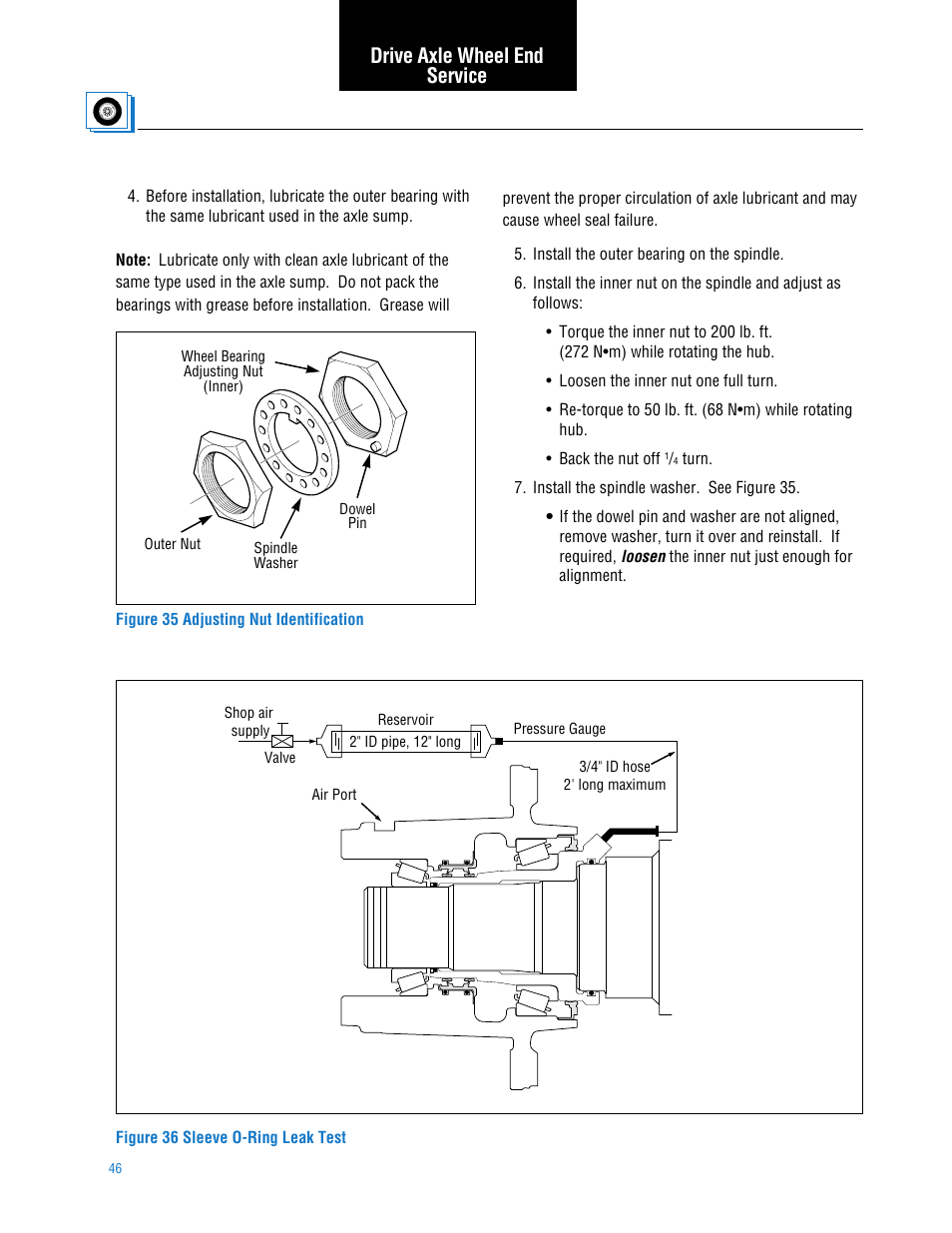 Drive axle wheel end service | Spicer TPCS (Tire Pressure Control System) Service Manual User Manual | Page 46 / 60