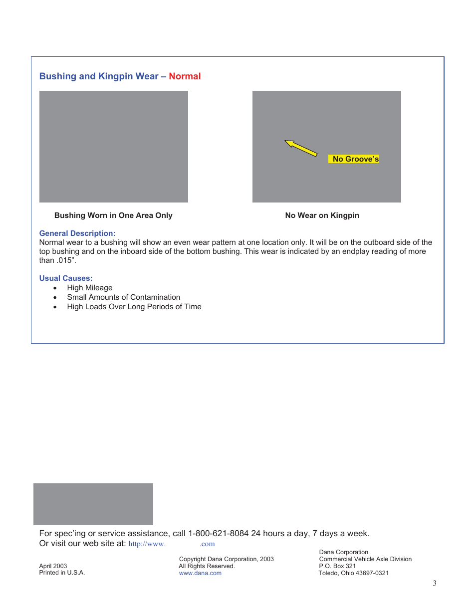Bushing and kingpin wear – normal | Spicer Steer Axle Failure Analysis User Manual | Page 3 / 3