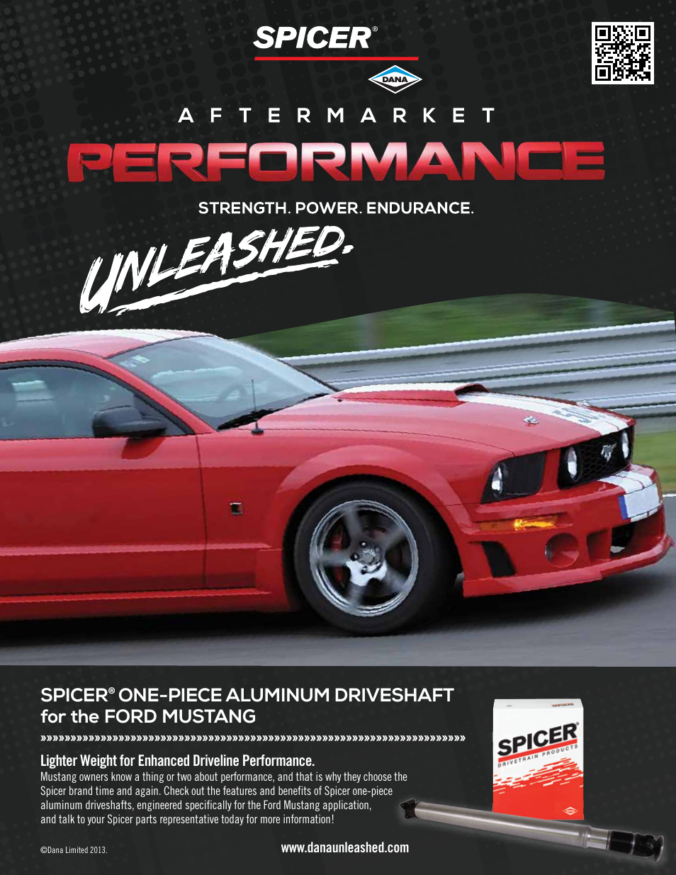 Spicer One-Piece Aluminum Driveshaft for the Ford Mustang User Manual | 2 pages