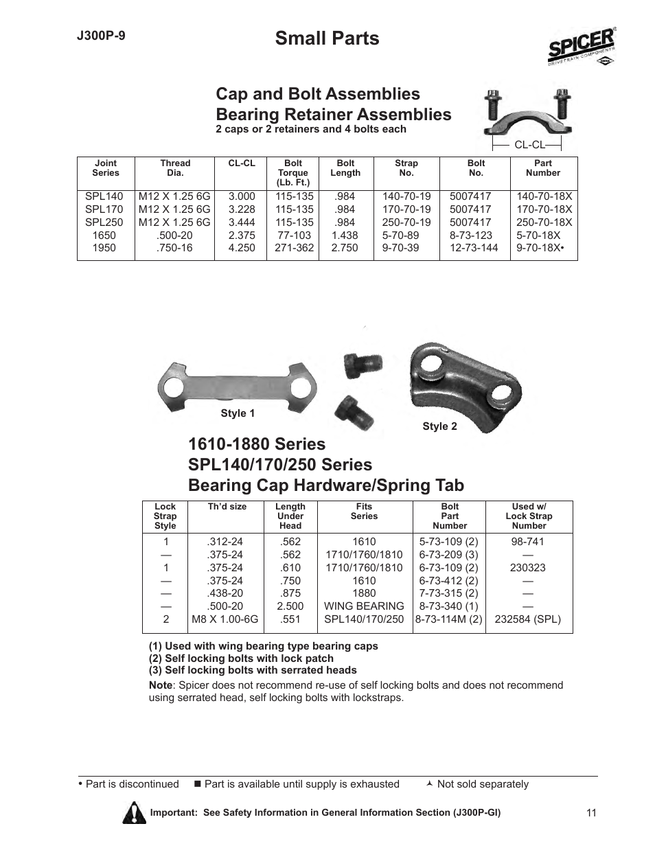 Small parts | Spicer Driveline Components Catalog: Small Parts User Manual | Page 11 / 20