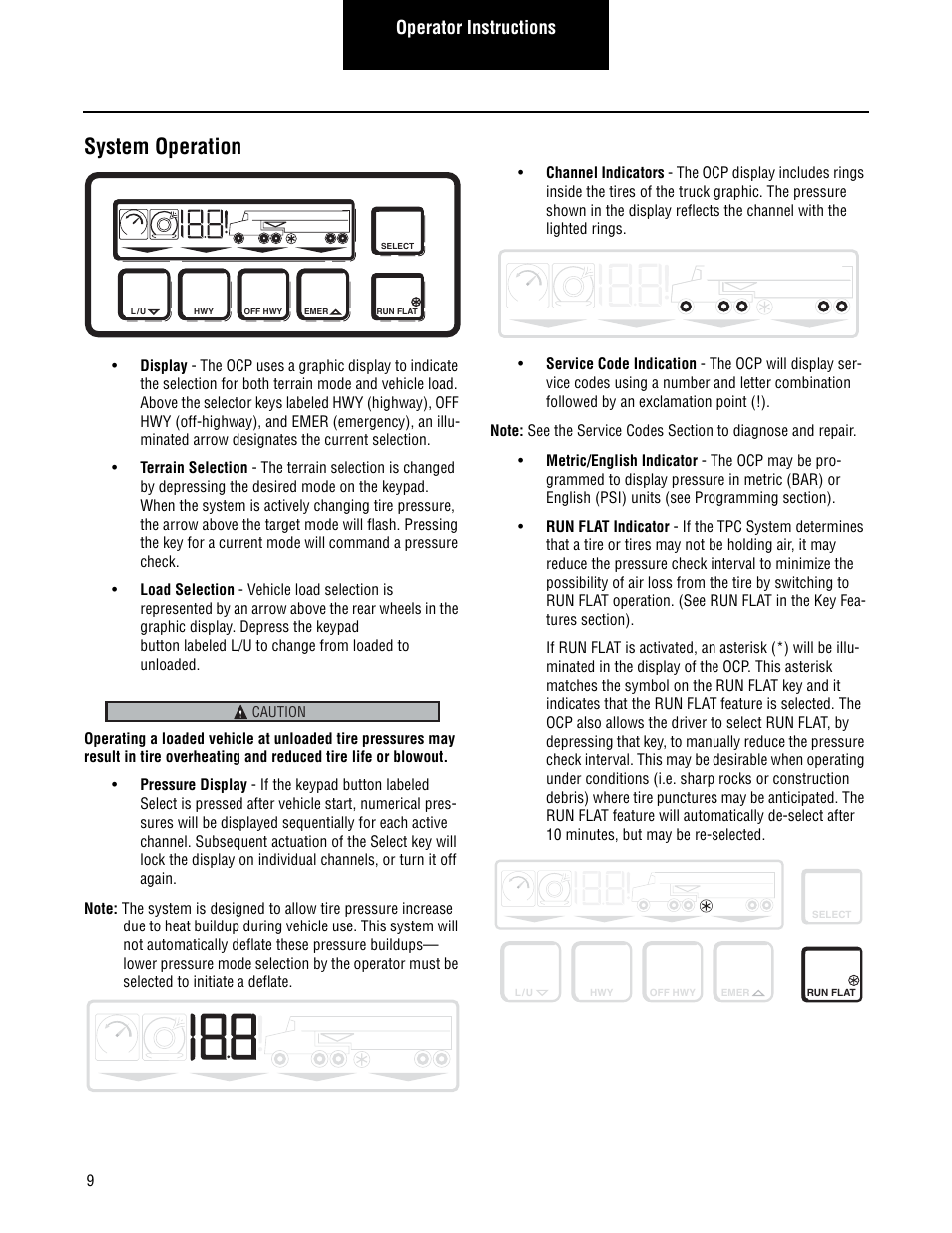 System operation, Operator instructions | Spicer TPCS Troubleshooting Guide User Manual | Page 12 / 76