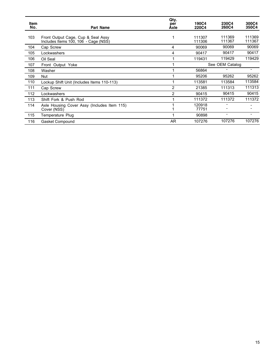 Spicer Drive Axles Illustrated Parts List All Wheel 4 x 4 Drive System User Manual | Page 15 / 32