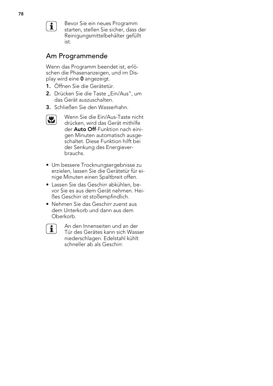 Am programmende | AEG ELECTROLUX F 55420 W 0 P User Manual | Page 78 / 88
