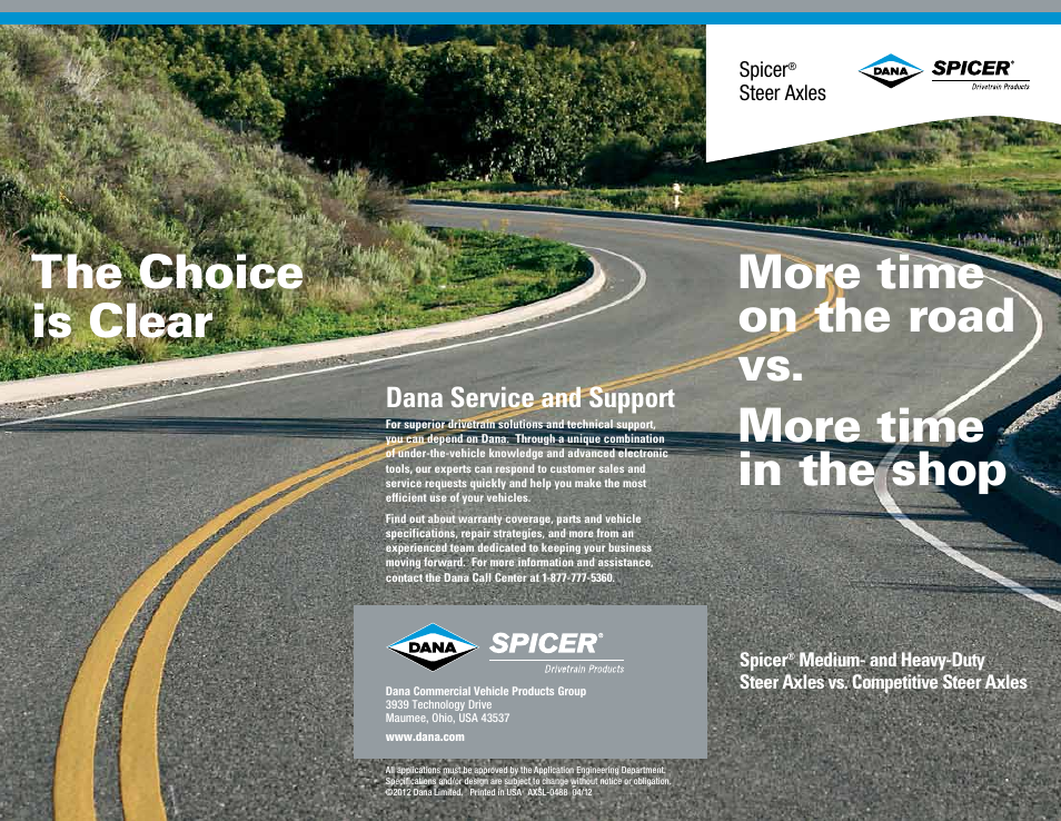 Spicer Medium- and Heavy-Duty Steer Axles vs. Competitive Steer Axles User Manual | 2 pages