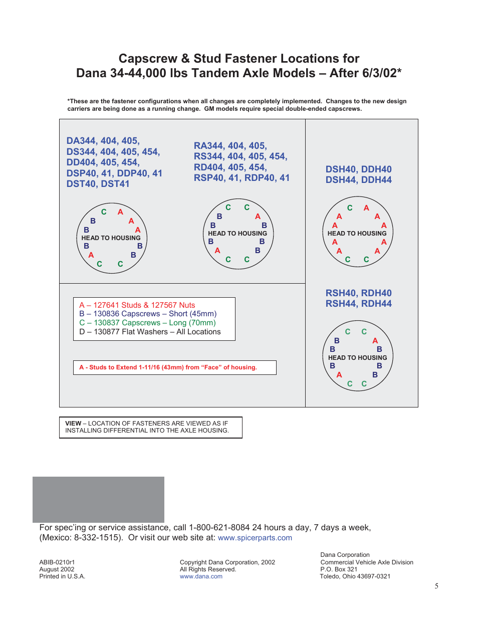 Spicer Carrier Design Modifications to Dana 34-44K User Manual | Page 5 / 5