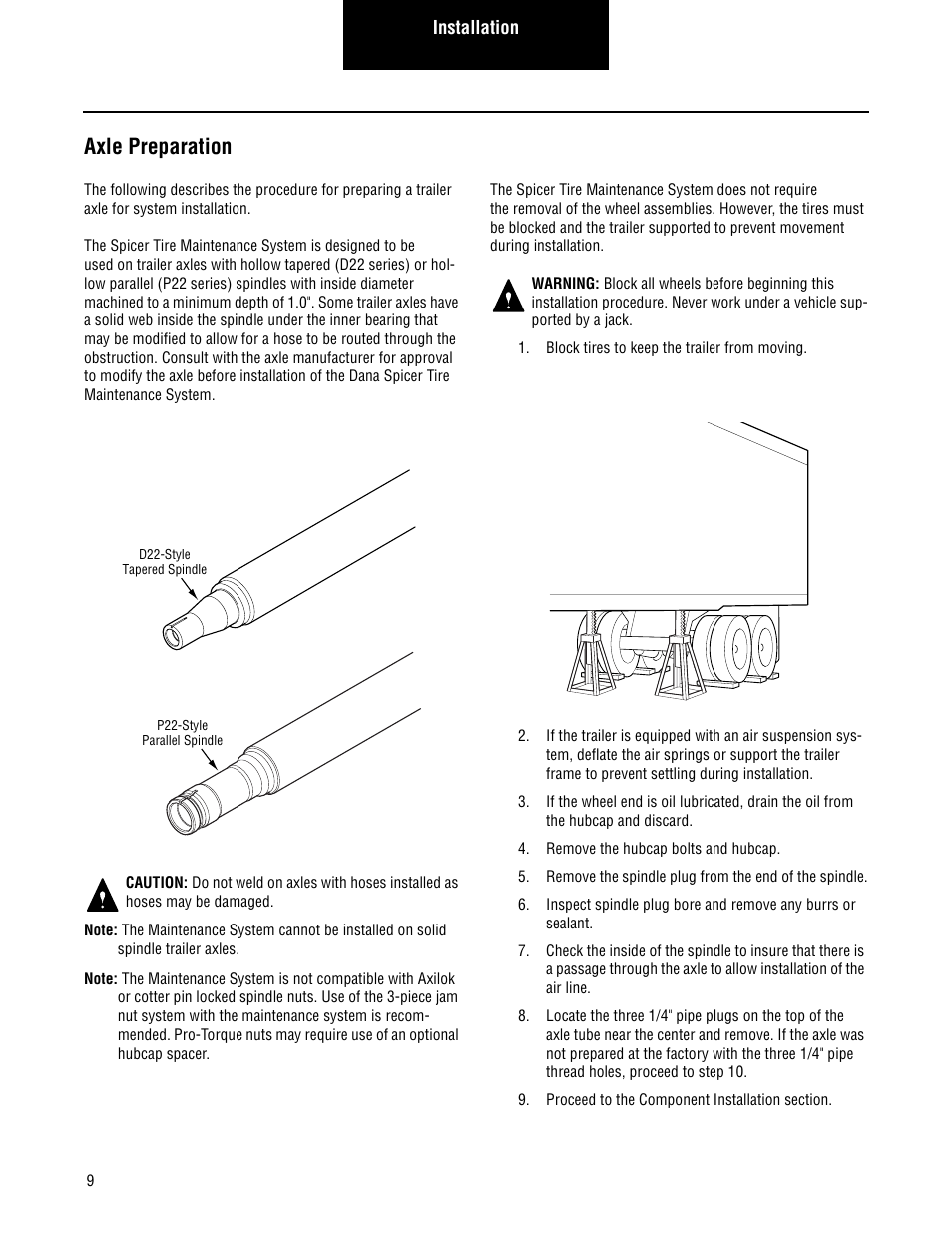 Axle preparation, Installation | Spicer TIMS (Tire Inflation and Monitor System) for Trailers Installation Guide User Manual | Page 12 / 40