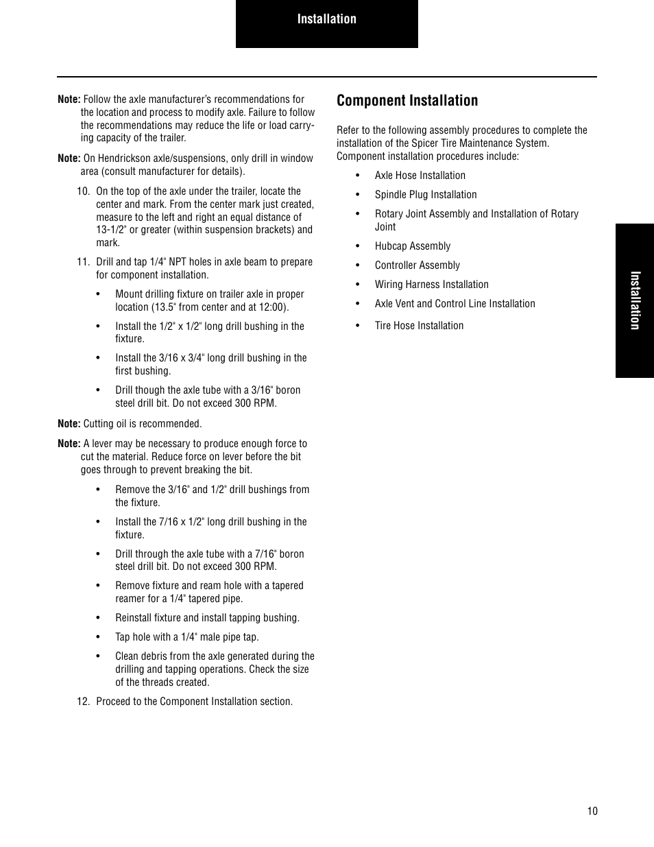 Component installation | Spicer TIMS (Tire Inflation and Monitor System) for Trailers Installation Guide User Manual | Page 13 / 40