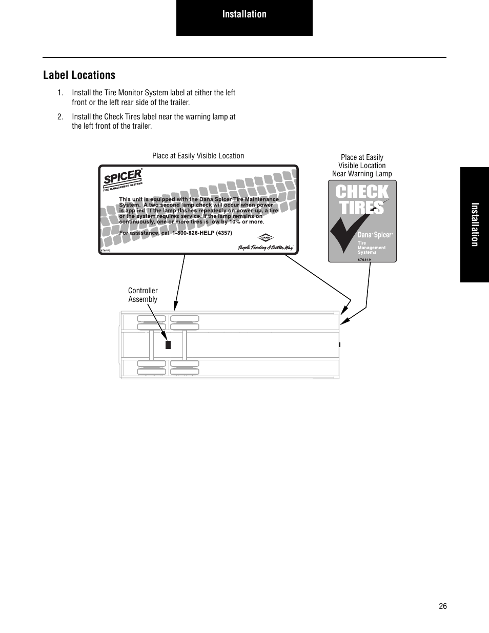 Label locations | Spicer TIMS (Tire Inflation and Monitor System) for Trailers Installation Guide User Manual | Page 29 / 40