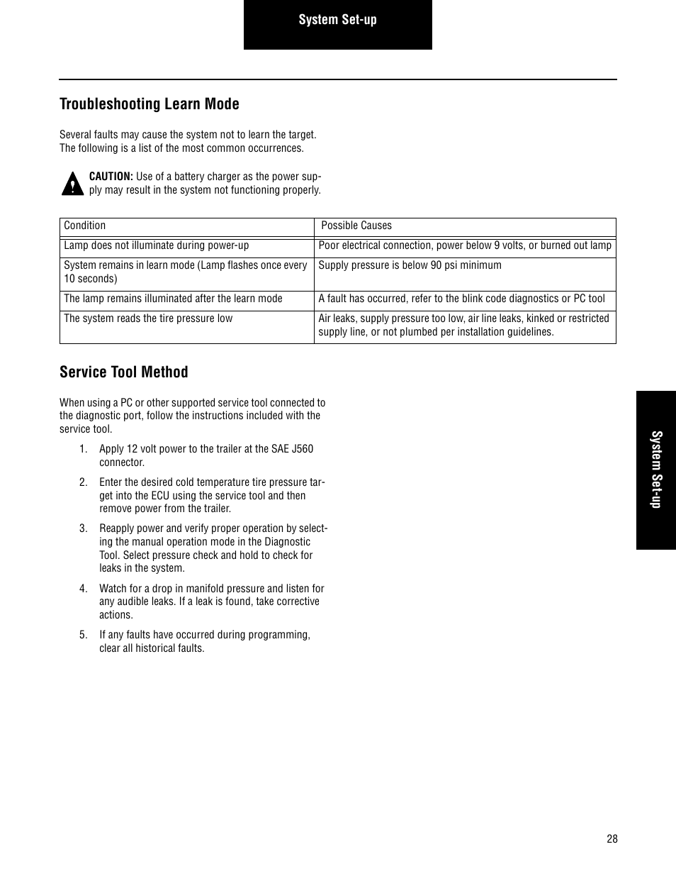 Troubleshooting learn mode service tool method, Troubleshooting learn mode, Service tool method | Spicer TIMS (Tire Inflation and Monitor System) for Trailers Installation Guide User Manual | Page 31 / 40