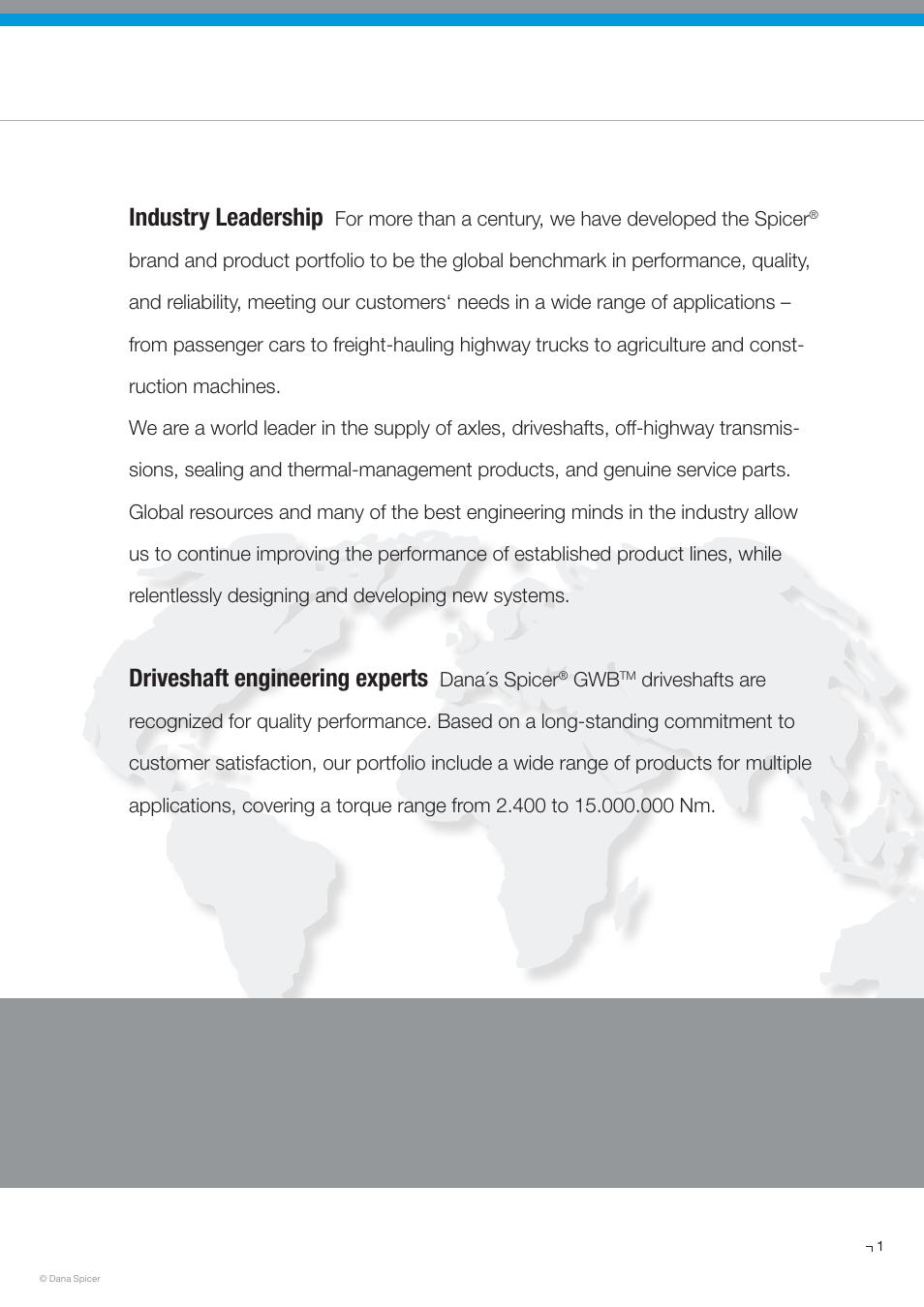 Industry leadership, Driveshaft engineering experts | Spicer SERVICE CATALOG User Manual | Page 3 / 44