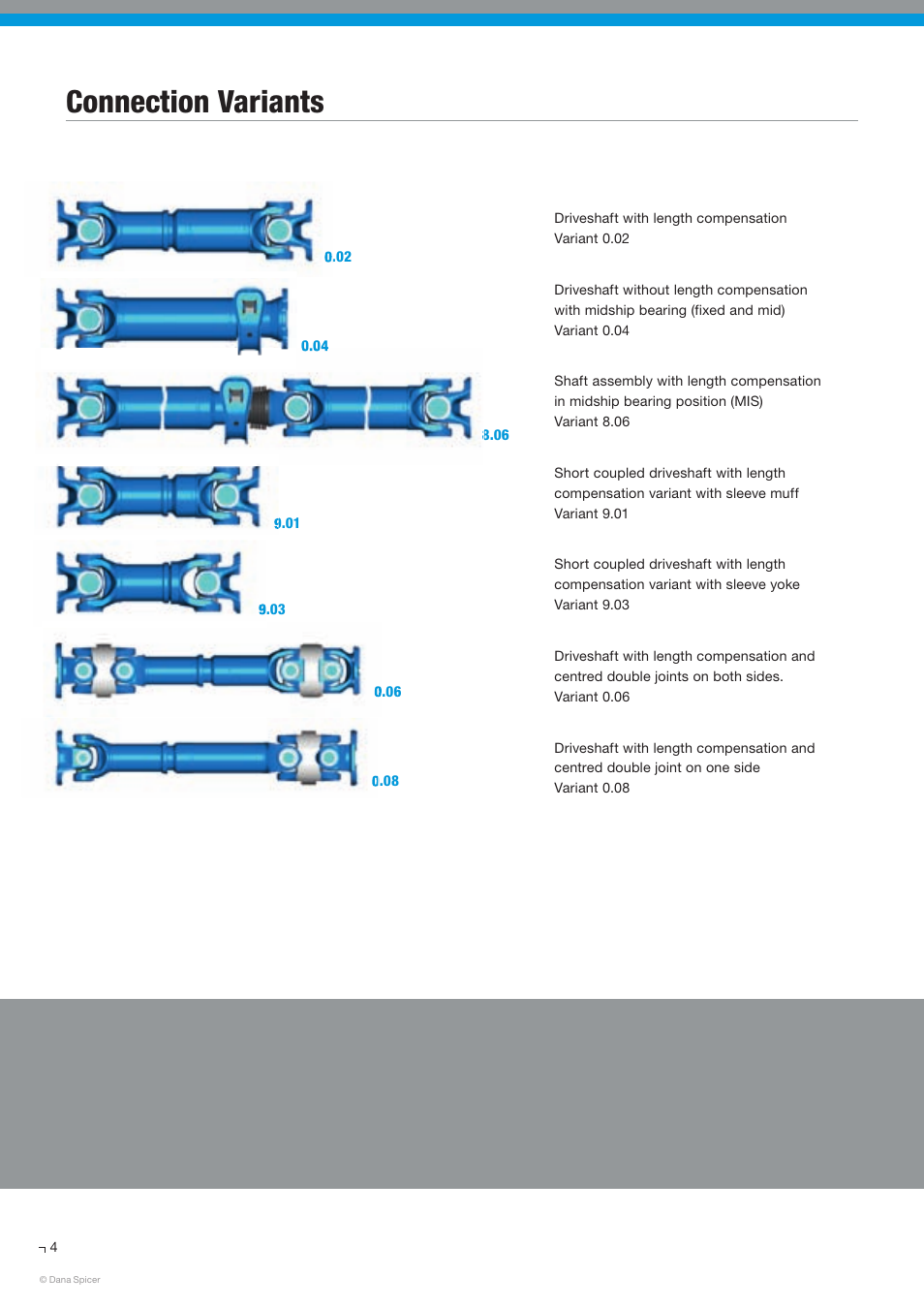 Connection variants | Spicer SERVICE CATALOG User Manual | Page 6 / 44