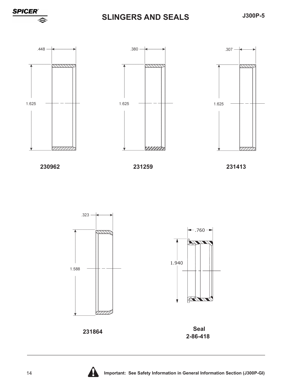 Slingers and seals | Spicer Driveline Components Catalog - Center Yokes, Tube Yokes and Ball, Stud Tube Yokes User Manual | Page 14 / 20