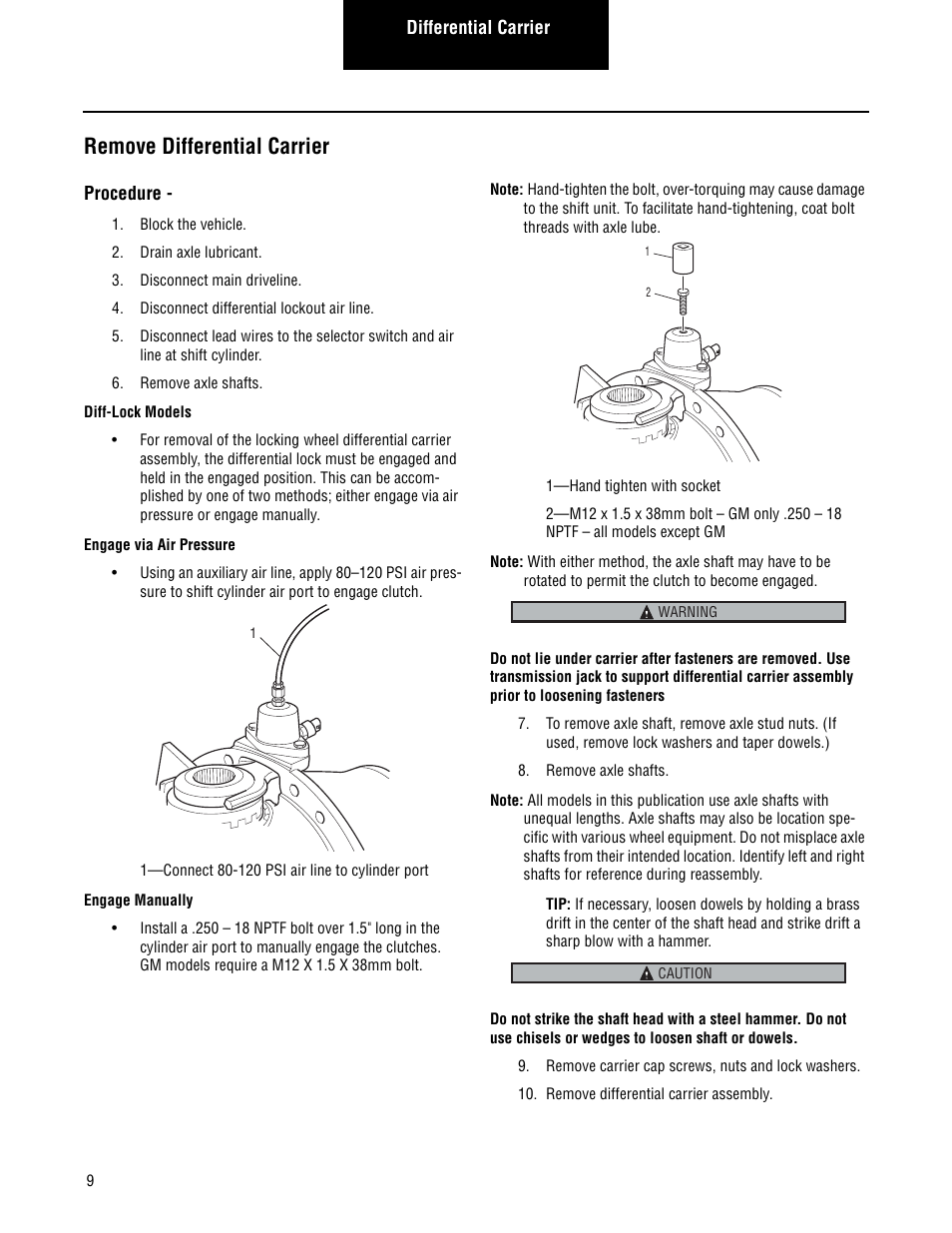 Remove differential carrier | Spicer Single Drive Axles Service Manual: Single Reduction & Single Reduction with Differential Lock User Manual | Page 12 / 70
