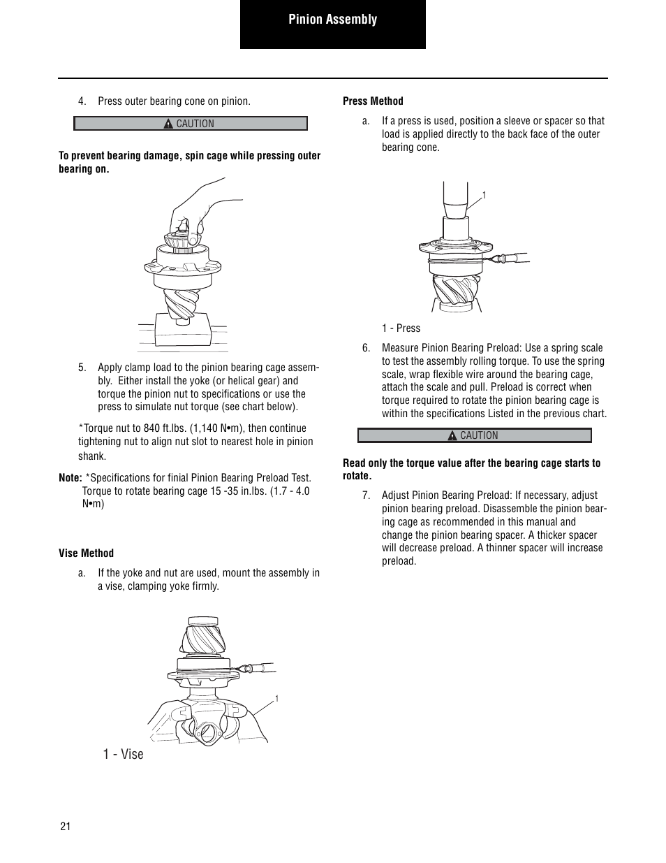 1 - vise | Spicer Single Drive Axles Service Manual: Single Reduction & Single Reduction with Differential Lock User Manual | Page 24 / 70