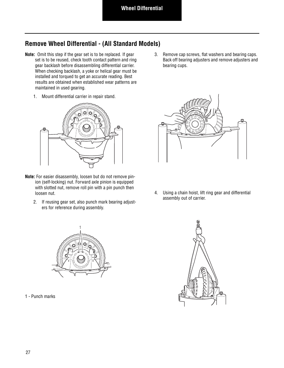 Remove wheel differential - (all standard models) | Spicer Single Drive Axles Service Manual: Single Reduction & Single Reduction with Differential Lock User Manual | Page 30 / 70