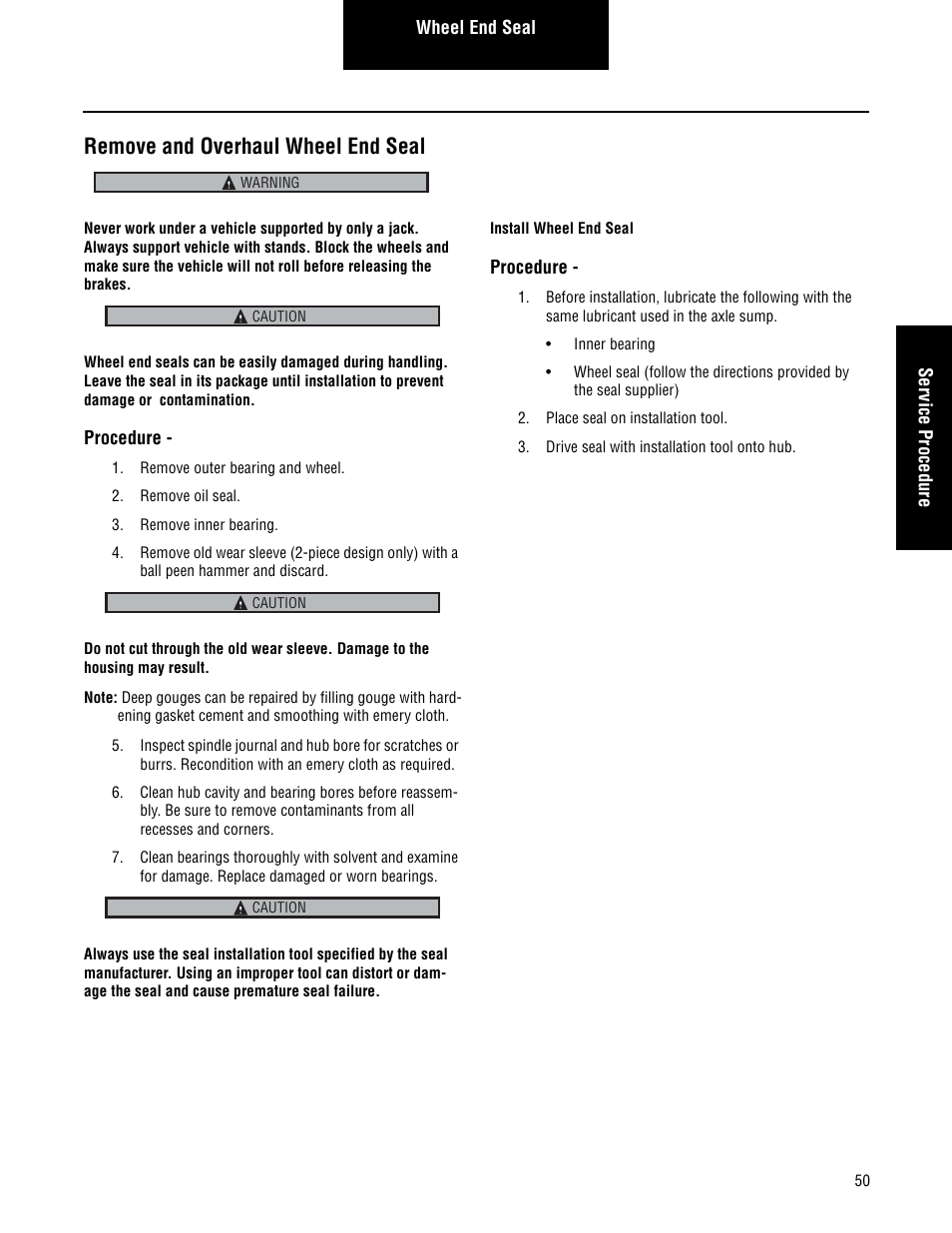 Remove and overhaul wheel end seal | Spicer Single Drive Axles Service Manual: Single Reduction & Single Reduction with Differential Lock User Manual | Page 53 / 70
