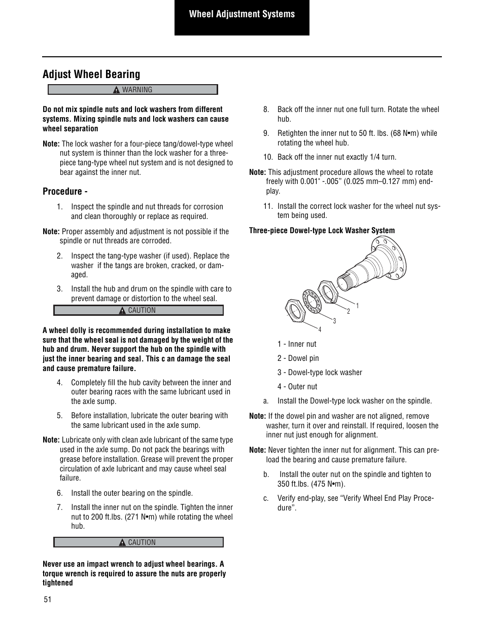 Adjust wheel bearing | Spicer Single Drive Axles Service Manual: Single Reduction & Single Reduction with Differential Lock User Manual | Page 54 / 70