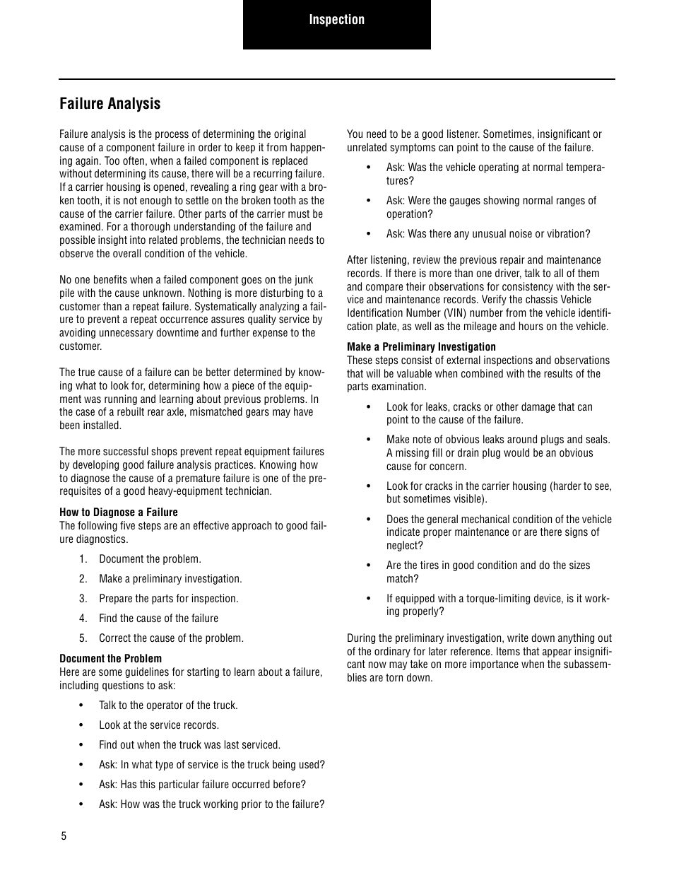 Failure analysis | Spicer Single Drive Axles Service Manual: Single Reduction & Single Reduction with Differential Lock User Manual | Page 8 / 70