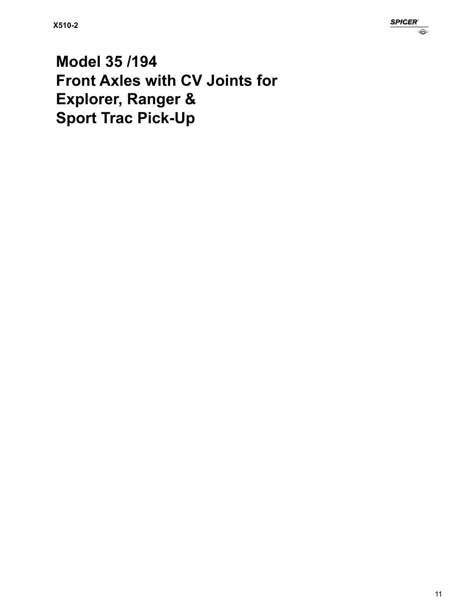 Spicer Ford Applications 1999-2011 Light Axle Parts User Manual | Page 11 / 89
