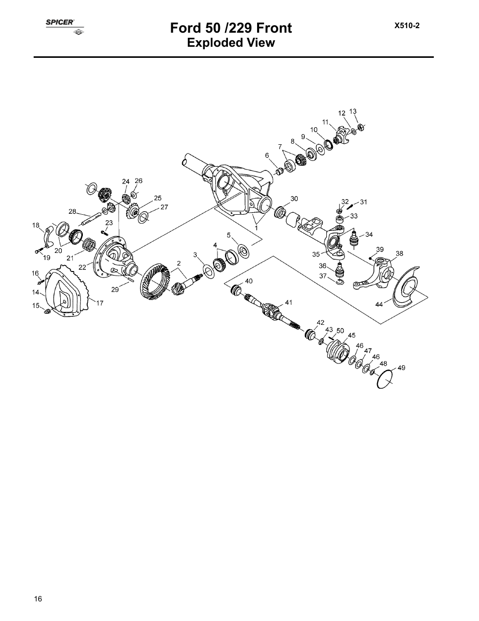 Exploded view | Spicer Ford Applications 1999-2011 Light Axle Parts User Manual | Page 16 / 89
