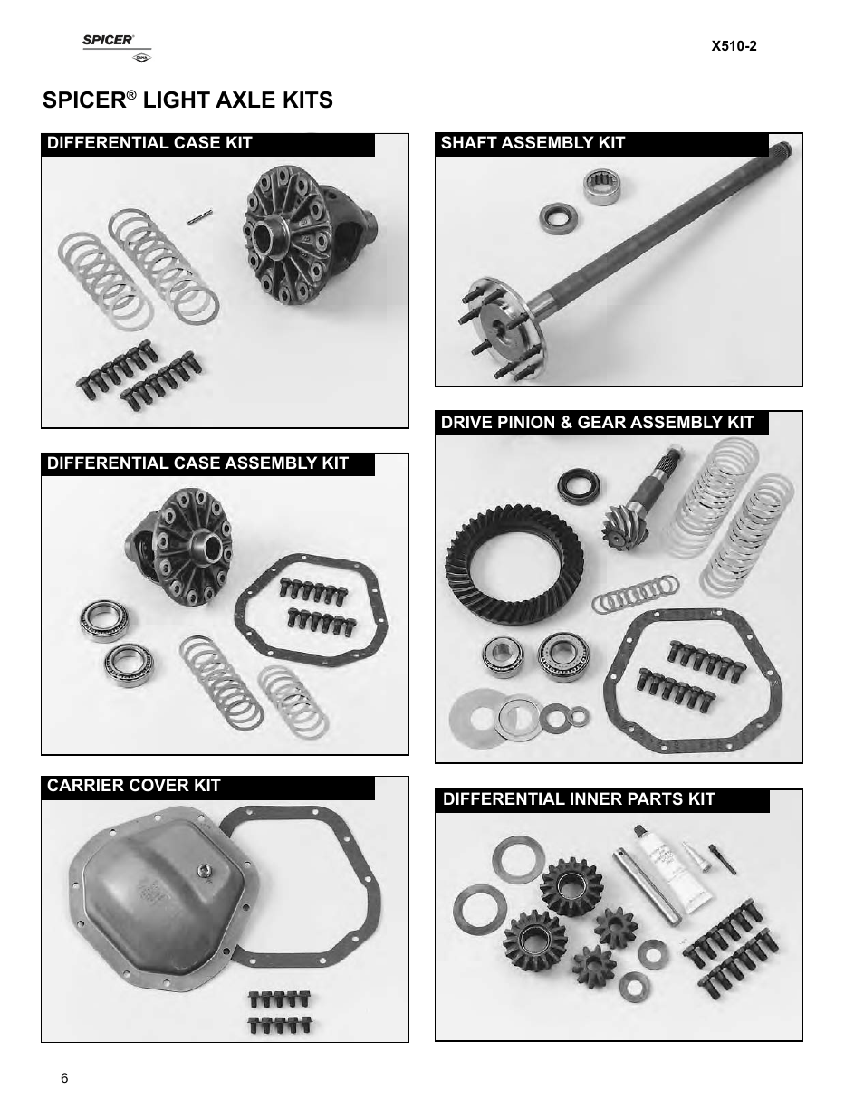 Spicer, Light axle kits | Spicer Ford Applications 1999-2011 Light Axle Parts User Manual | Page 6 / 89
