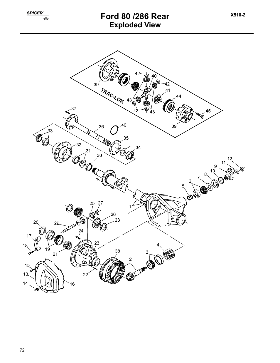 Exploded view | Spicer Ford Applications 1999-2011 Light Axle Parts User Manual | Page 72 / 89