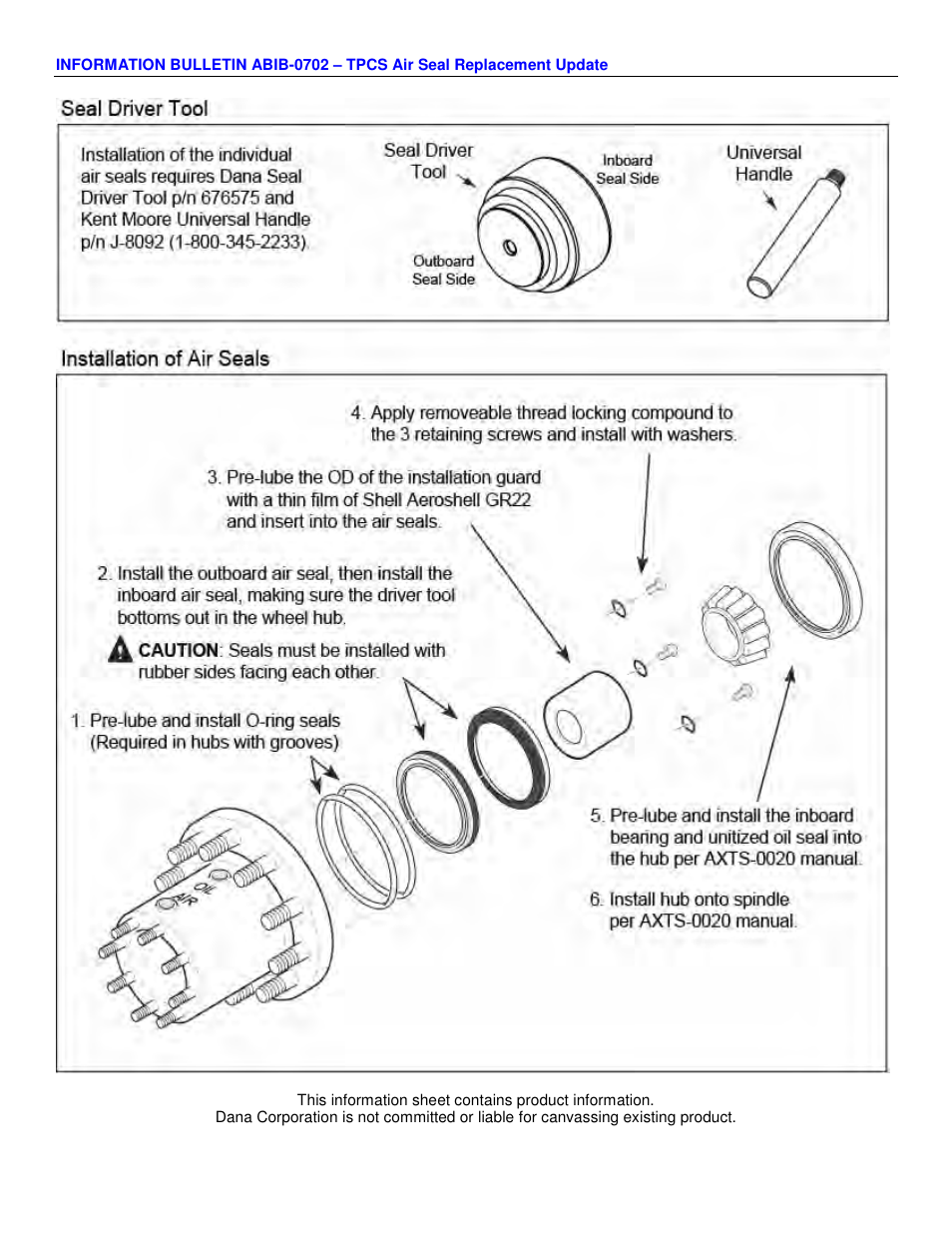 Spicer TPCS Air Seal Replacement Update User Manual | Page 2 / 3