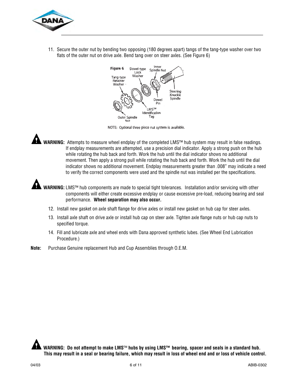 Spicer Dana LMS Hub Assembly Procedure User Manual | Page 6 / 11
