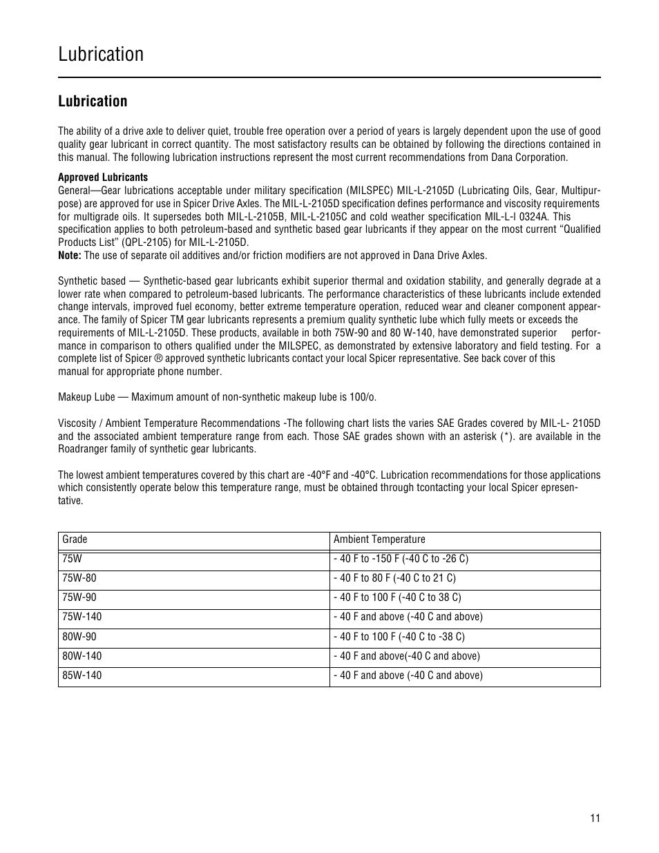 Lubrication | Spicer Single Drive Axles Service Manual: 34DS, 34RS, 38DS, 38RS, DS340, RS340, DS380, RS380, DS400, RS400, DS3 User Manual | Page 14 / 98