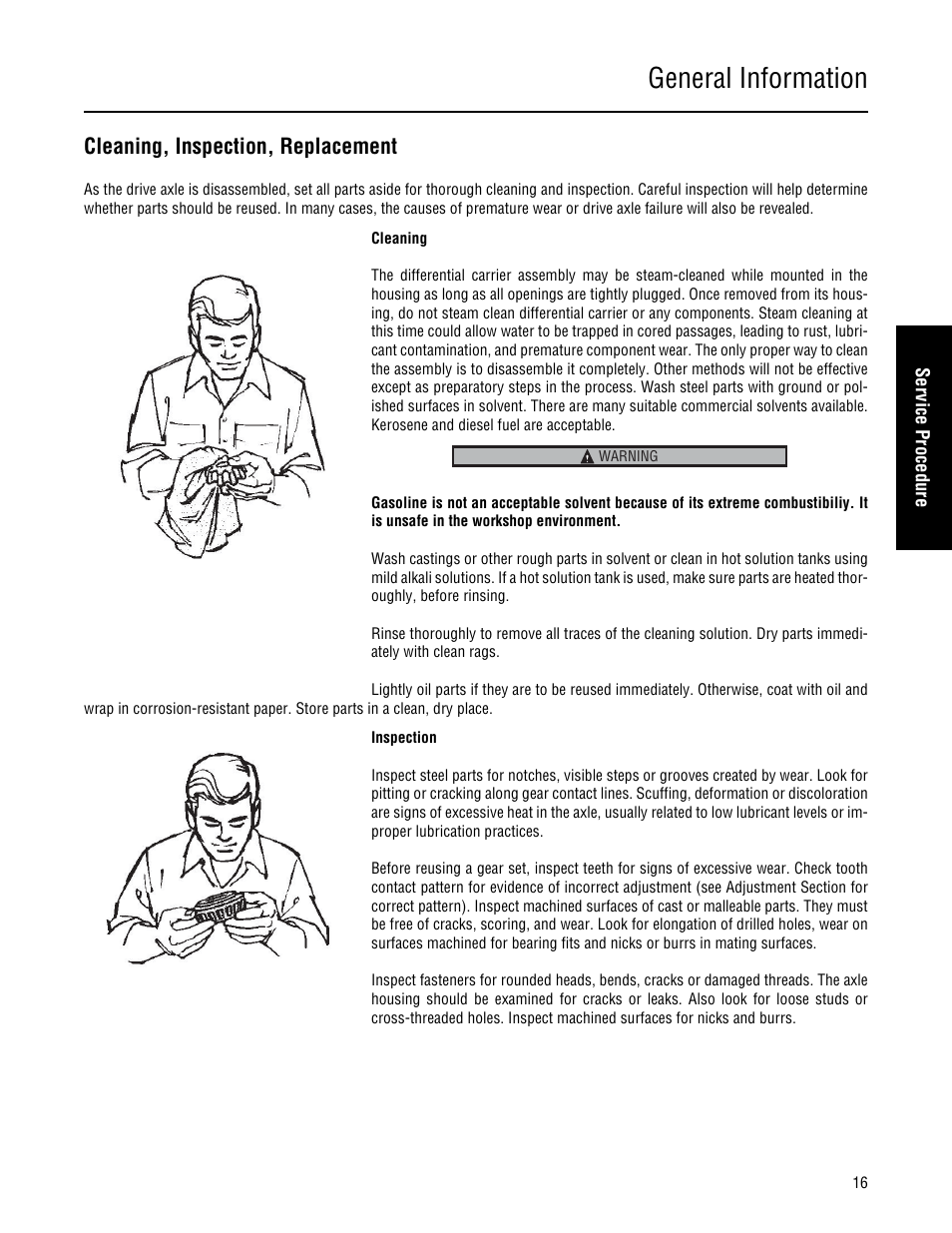 Cleaning, inspection, replacement, General information | Spicer Single Drive Axles Service Manual: 34DS, 34RS, 38DS, 38RS, DS340, RS340, DS380, RS380, DS400, RS400, DS3 User Manual | Page 19 / 98
