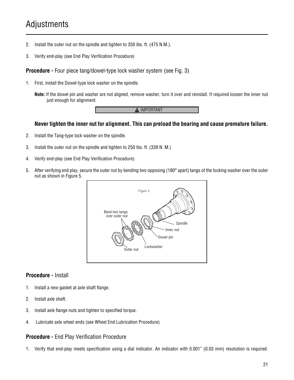 Adjustments | Spicer Single Drive Axles Service Manual: 34DS, 34RS, 38DS, 38RS, DS340, RS340, DS380, RS380, DS400, RS400, DS3 User Manual | Page 24 / 98