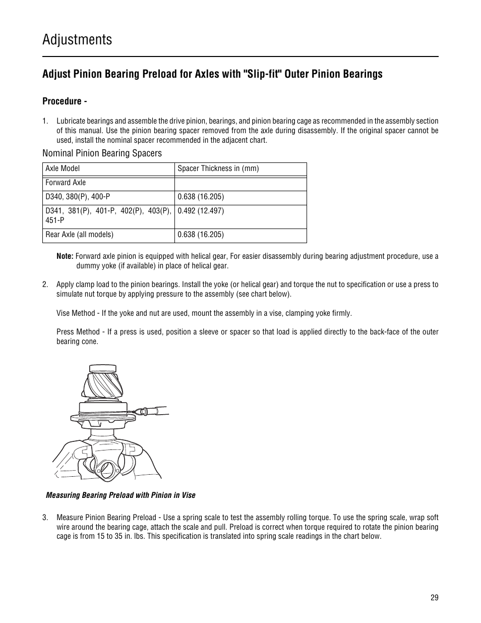 Adjustments | Spicer Single Drive Axles Service Manual: 34DS, 34RS, 38DS, 38RS, DS340, RS340, DS380, RS380, DS400, RS400, DS3 User Manual | Page 32 / 98